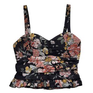 B O G Collective Floral Ruffle Bustier Tank Top Size Small